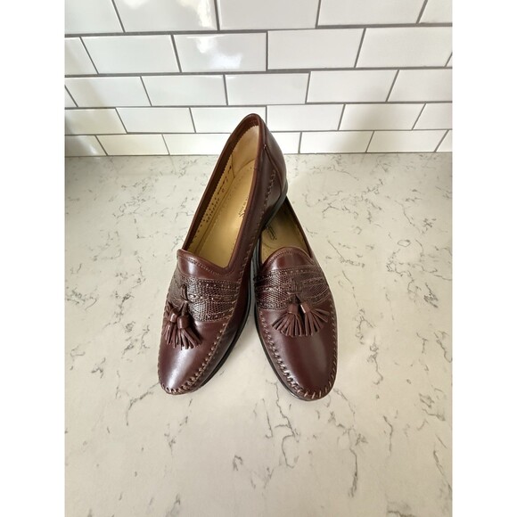 Santoni Tassel Brown Leather Loafers Lizard Accents Mens  Shoes Size 7 main image 11
